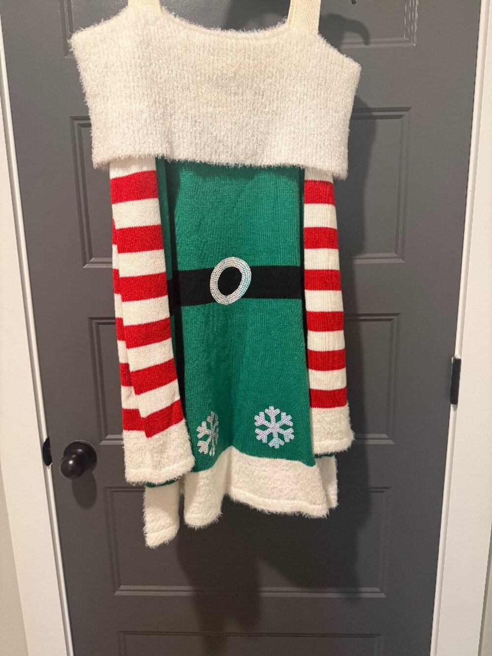 Holiday Time Green Sequined Elf Holiday Sweater Dress